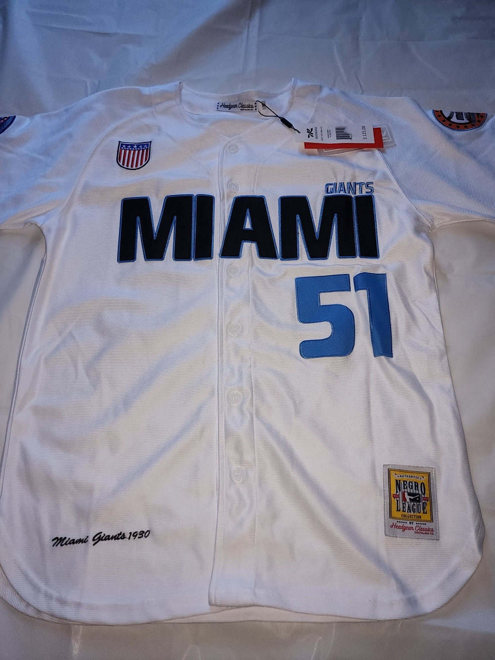 HEADGEAR MEN'S MIAMI GIANTS #51 BASEBALL JERASEY WHITE SIZE